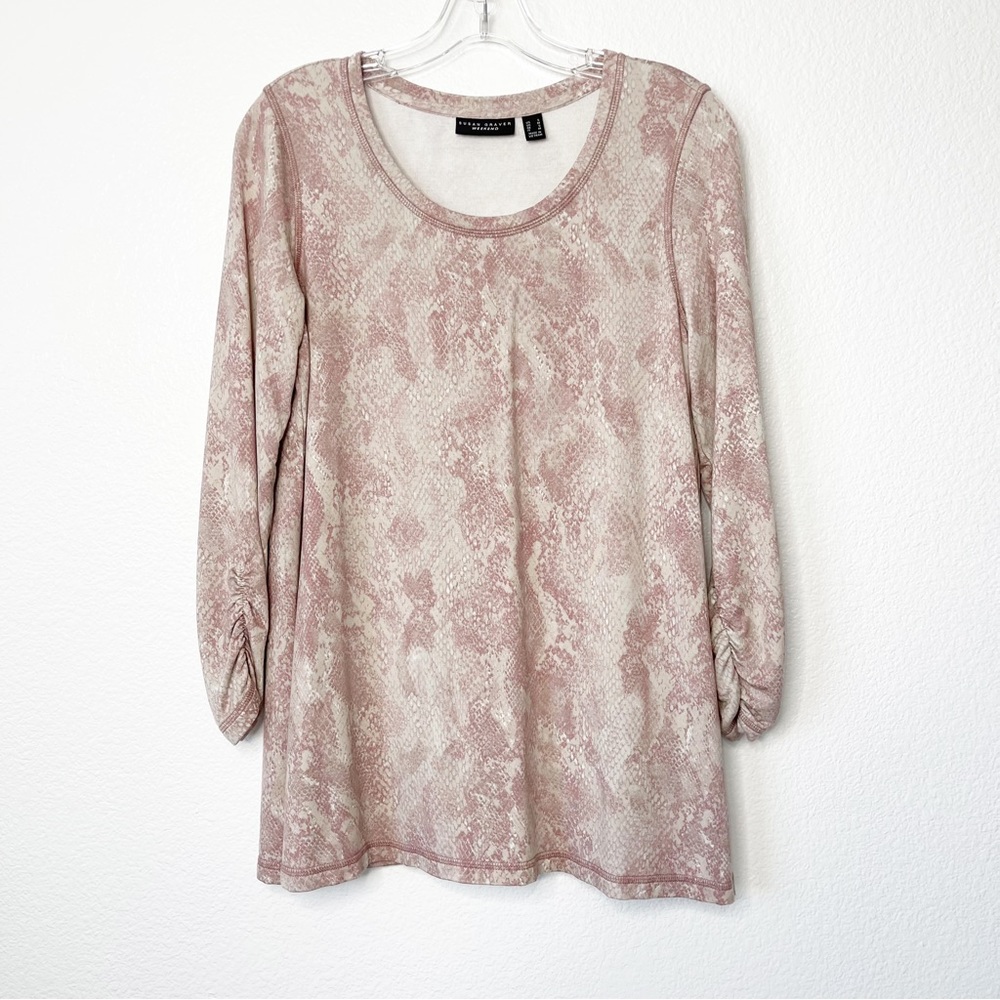 Susan Graver Pink Snake Print Blouse Women’s Size Small LIKE NEW